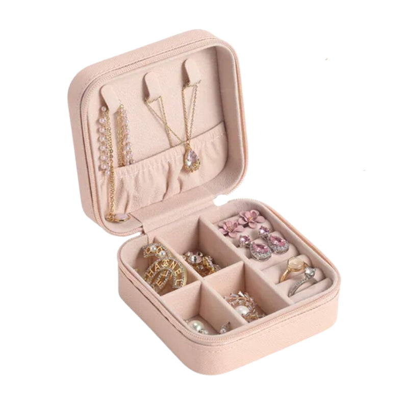 Compact Leather Jewelry Travel Case