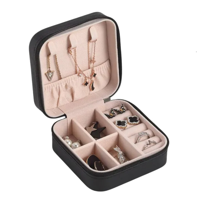 Compact Leather Jewelry Travel Case