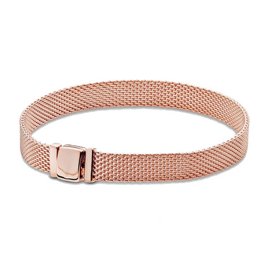 Rose Gold Mesh Bracelet on a white background